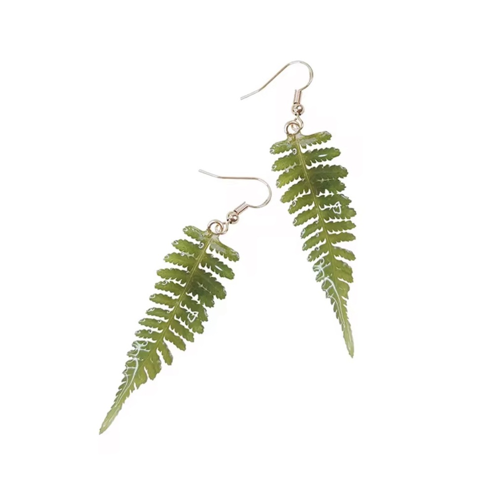 Elegant Leaf Resin Green Leaf Drop Earrings
